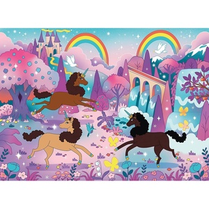 image:imageCeaco  April Showers  Afro Unicorn  Rainbow  200 Piece Jigsaw Puzzle